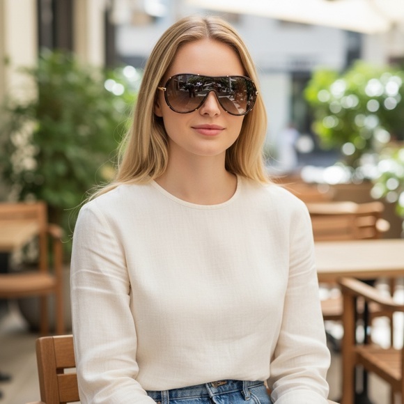 Jimmy Choo Gold Aviator Sunglasses Tortoiseshell Arms Gradient Lenses w/ Case main image 7